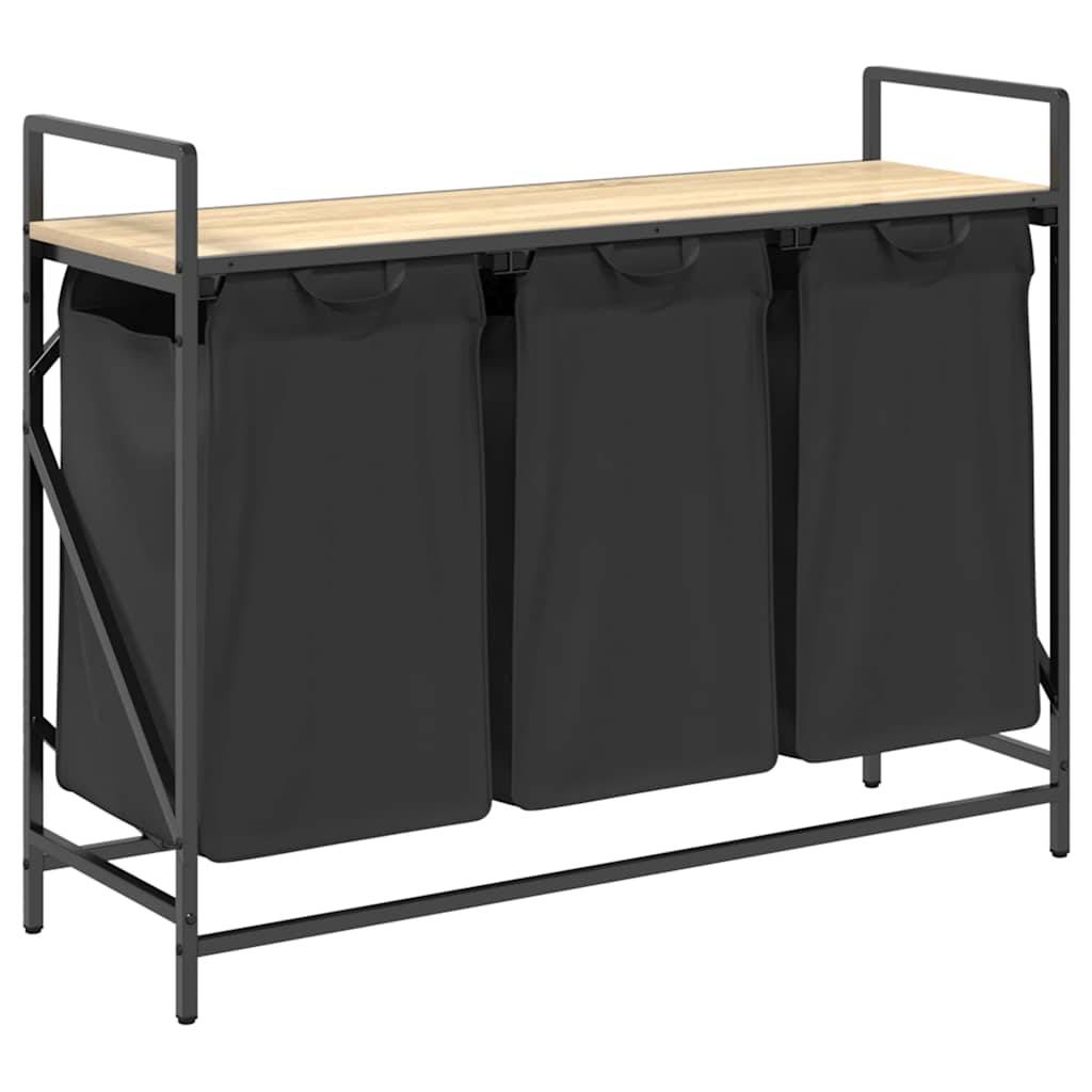 vidaXL Wäschekorb 3 Fächer mit Ablage Sonoma-Eiche