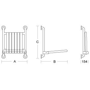 pba 01 Duschsitz, klappbar 536x550x680mm mit Rückenlehne, aus Nylon