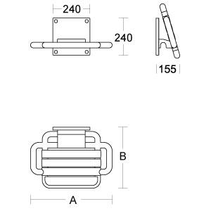 pba 01 Duschsitz, klappbar 530x400mm mit seitlichen Haltegriffen, aus Nylon