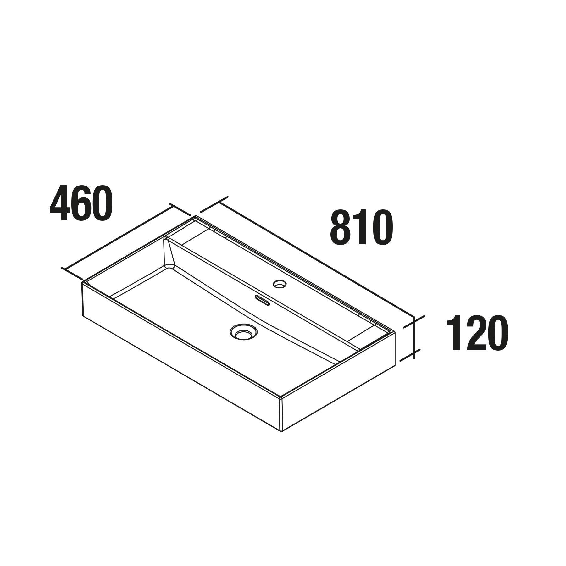 Waschtisch VENETO 810 PORZELLAN WEIß 810 x 120 x 460 mm