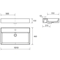 Salgar Waschtisch VENETO 1010 PORZELLAN WEIß 1010 x 120 x 460 mm Salgar Waschtisch VENETO 1010 PORZELLAN WEIß 1010 x 120 x 460 mm