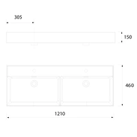 Salgar Waschtisch VENETO 1210 doppelt PORZELLAN WEIß 1210 x 120 x 460 mm Salgar Waschtisch VENETO 1210 doppelt PORZELLAN WEIß 1210 x 120 x 460 mm