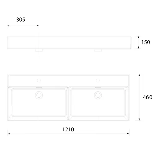 Salgar Waschtisch VENETO 1210 doppelt PORZELLAN WEIß 1210 x 120 x 460 mm Salgar Waschtisch VENETO 1210 doppelt PORZELLAN WEIß 1210 x 120 x 460 mm
