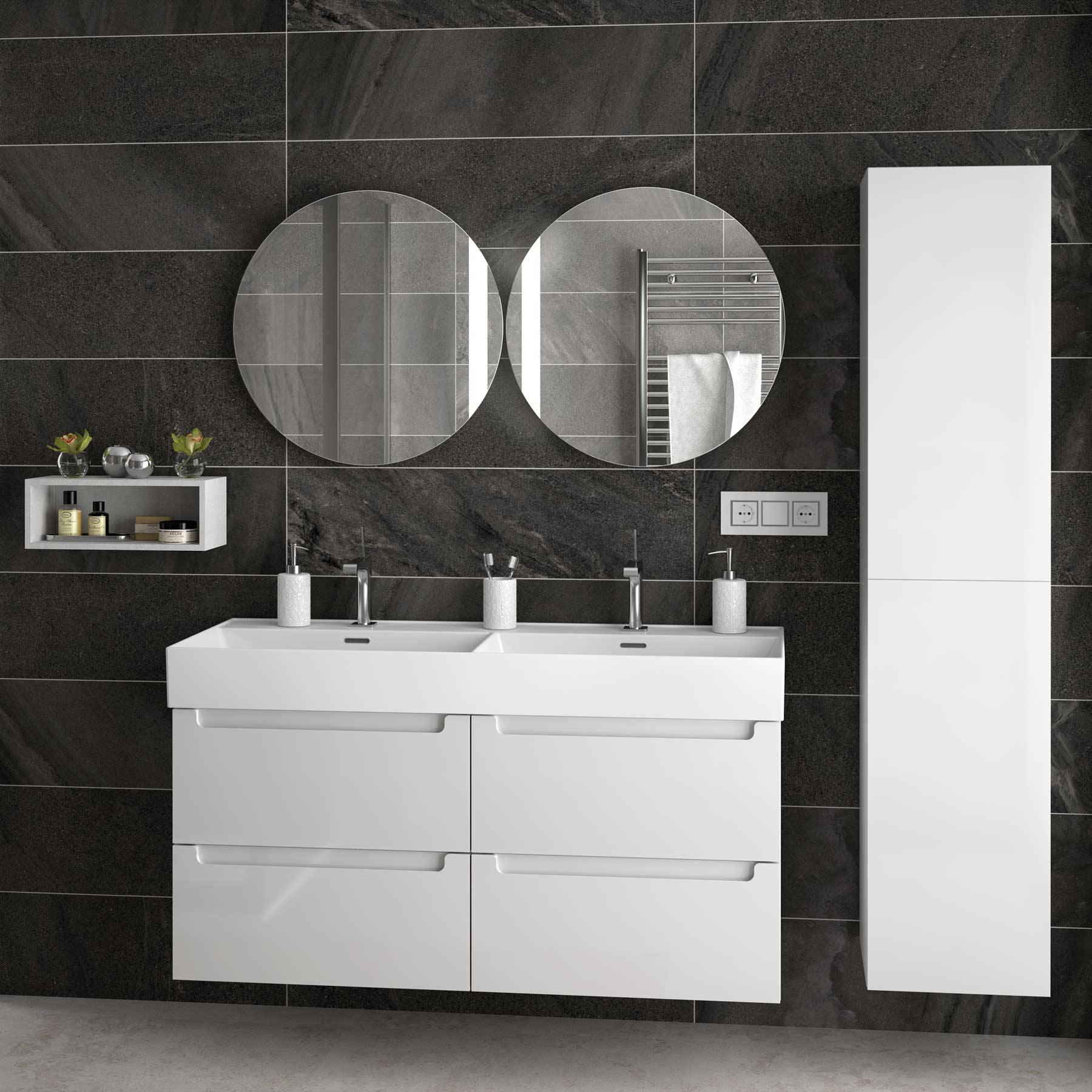 Salgar Waschtisch VENETO 1210 doppelt PORZELLAN WEIß 1210 x 120 x 460 mm