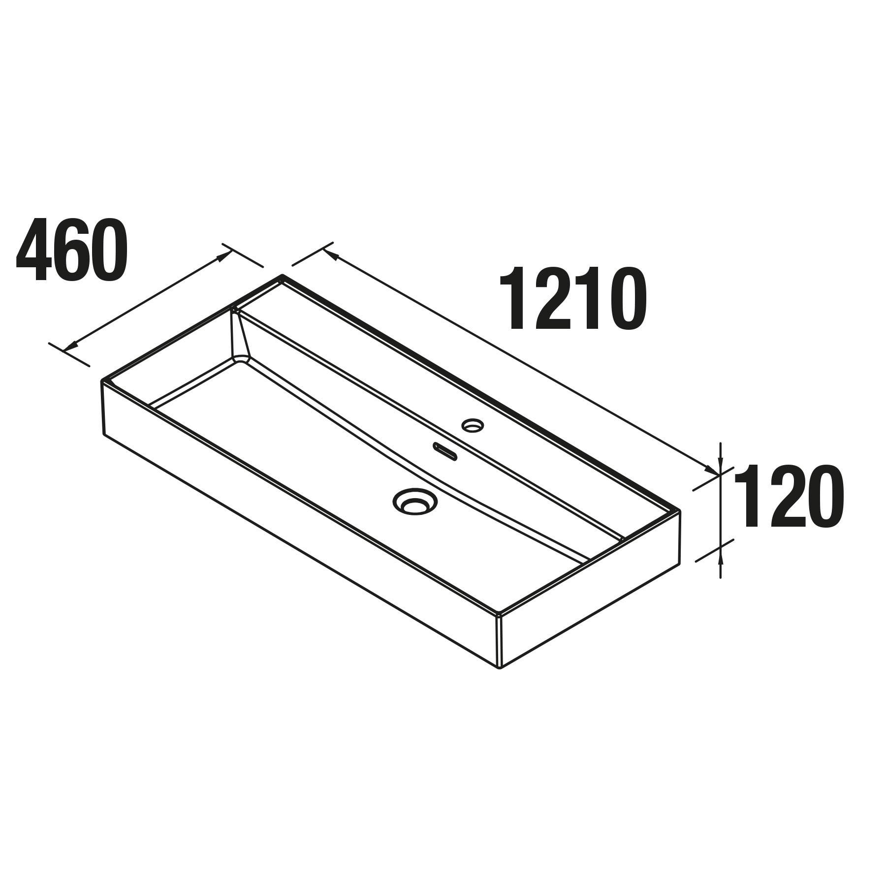 Waschtisch VENETO 1210 PORZELLAN WEIß 1210 x 120 x 460 mm
