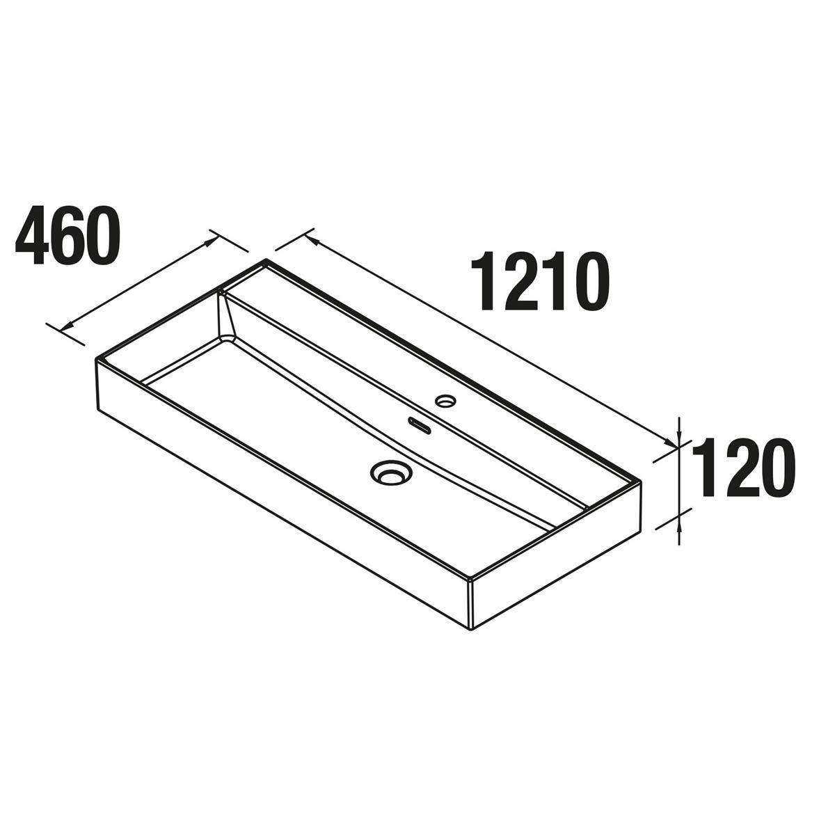 Waschtisch VENETO 1210 PORZELLAN WEIß 1210 x 120 x 460 mm