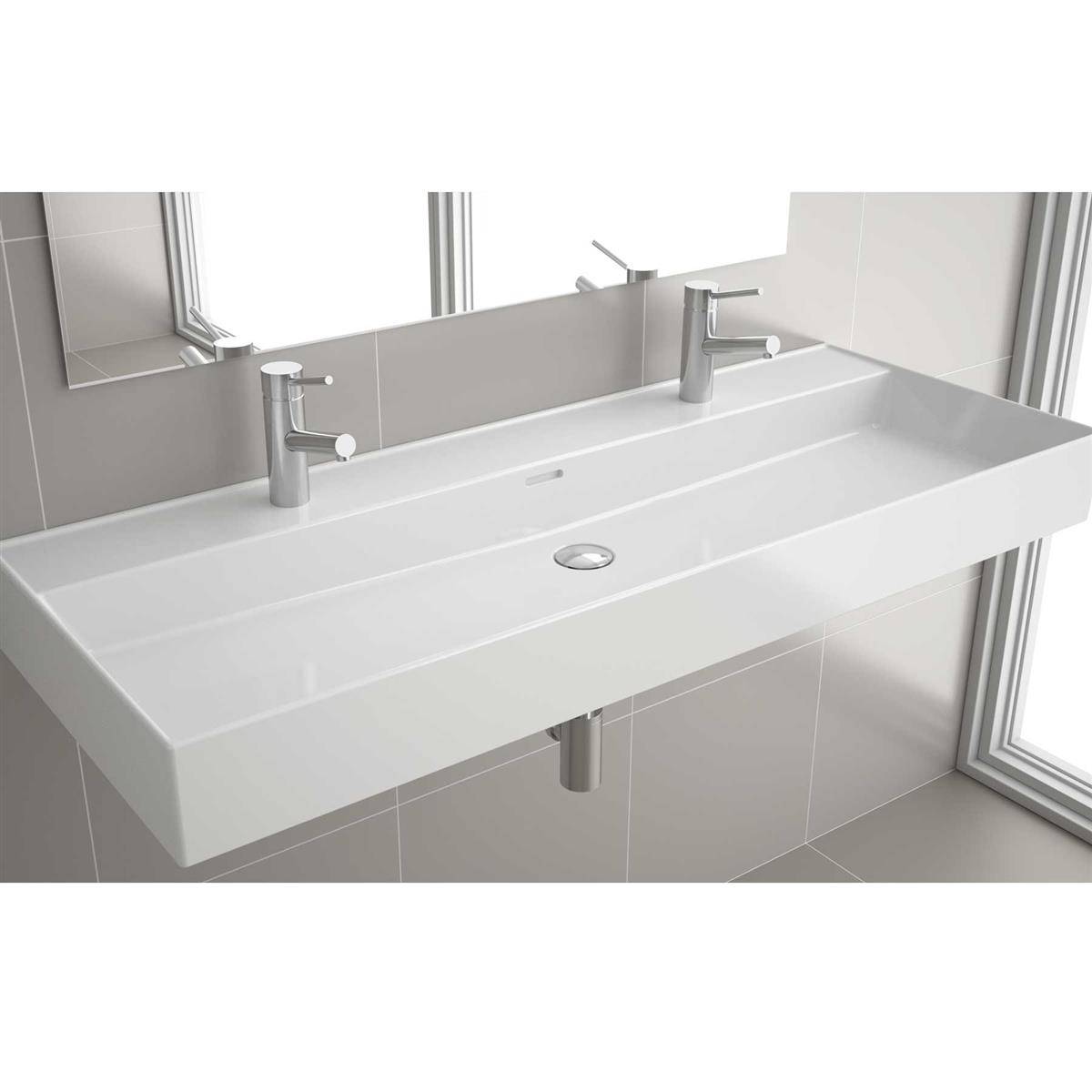 Waschtisch VENETO 1210 Mit 2 Bohrungen PORZELLAN WEIß 1210 x 120 x 460 mm