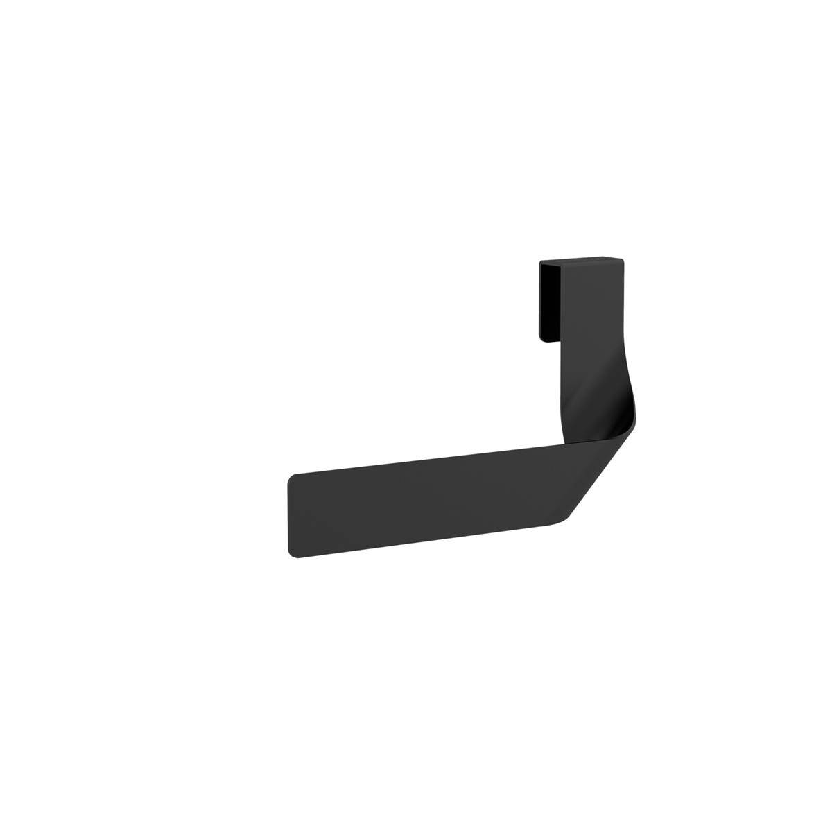 Schwarze minimalistische Wandhaken oder Konsole auf weißem Hintergrund, in Profilansicht mit L-förmigem Arm und vertikaler Befestigung.