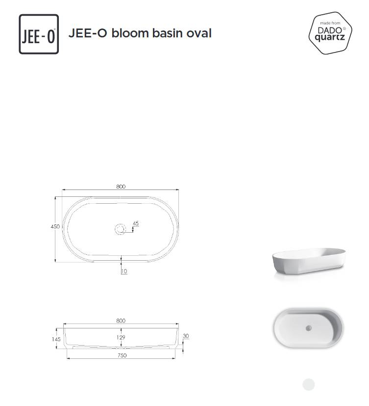 Aufsatzwaschtisch BLOOM oval JEE-O