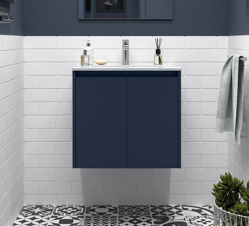 BALTIC Unterschrank 600 2 Türen + Waschbecken Blue Satin