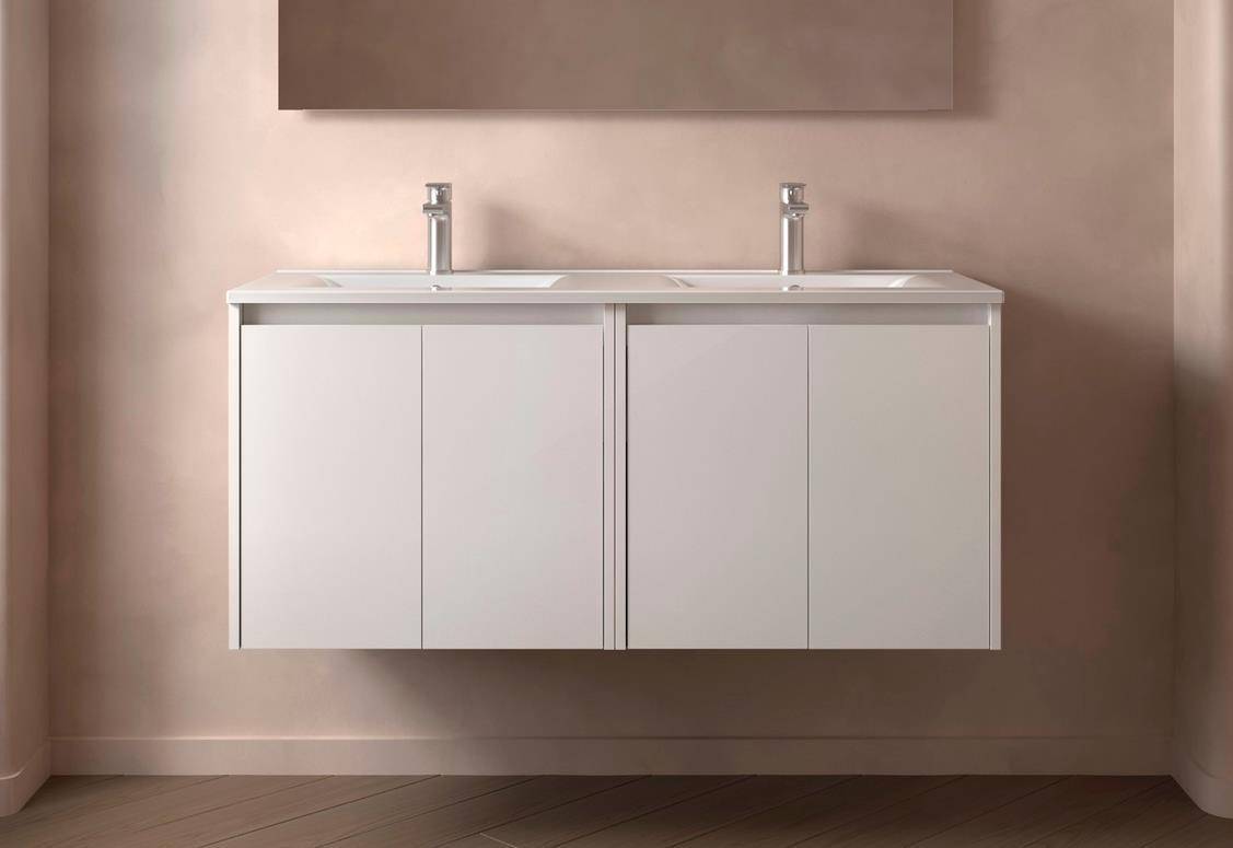 Salgar Noja Unterschrank 1200 4 Türen + Waschbecken White Satin