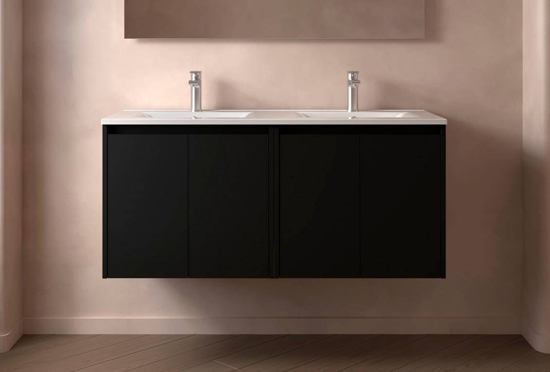 Salgar Noja Unterschrank 1200 4 Türen + Waschbecken Black Satin