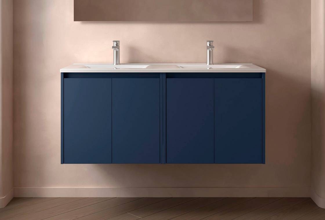 Salgar Noja Unterschrank 1200 4 Türen + Waschbecken Blue Satin