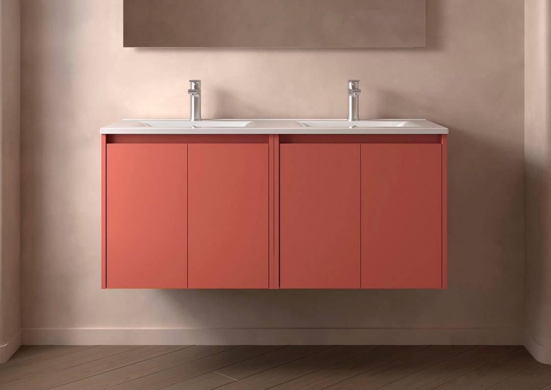 BALTIC Unterschrank 1200 4 Türen + Waschbecken Red Satin