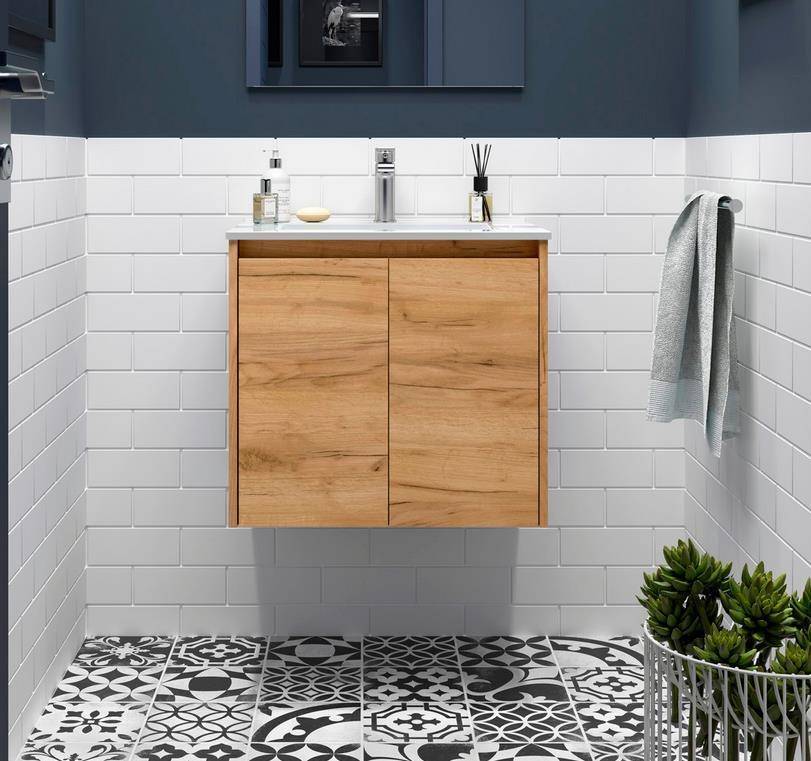 Salgar Noja Unterschrank 800 2 Türen + Waschbecken Eiche Afrika