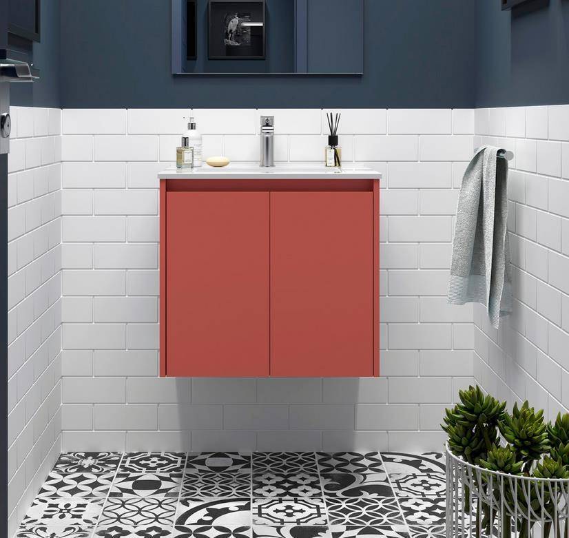 Salgar Noja Unterschrank 700 2 Türen + Waschbecken Red Satin