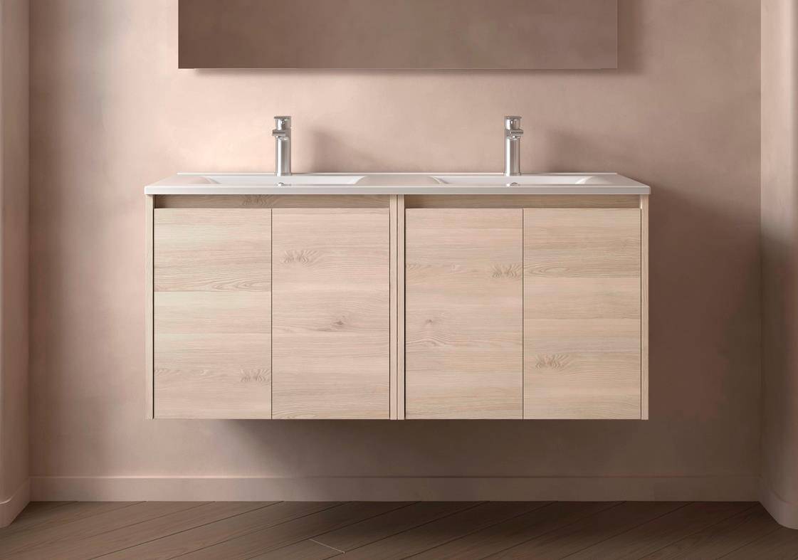 Salgar Noja Unterschrank 1200 4 Türen + Waschbecken Nature