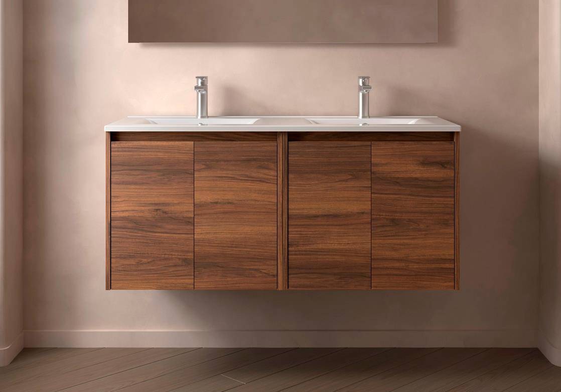 Salgar Noja Unterschrank 1200 4 Türen + Waschbecken Nussbaum