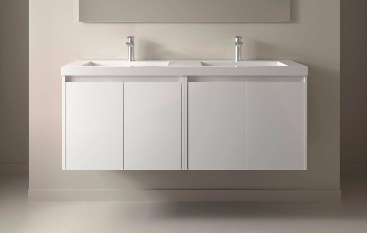 Salgar Noja Unterschrank 1400 4 Türen + Waschbecken White Satin