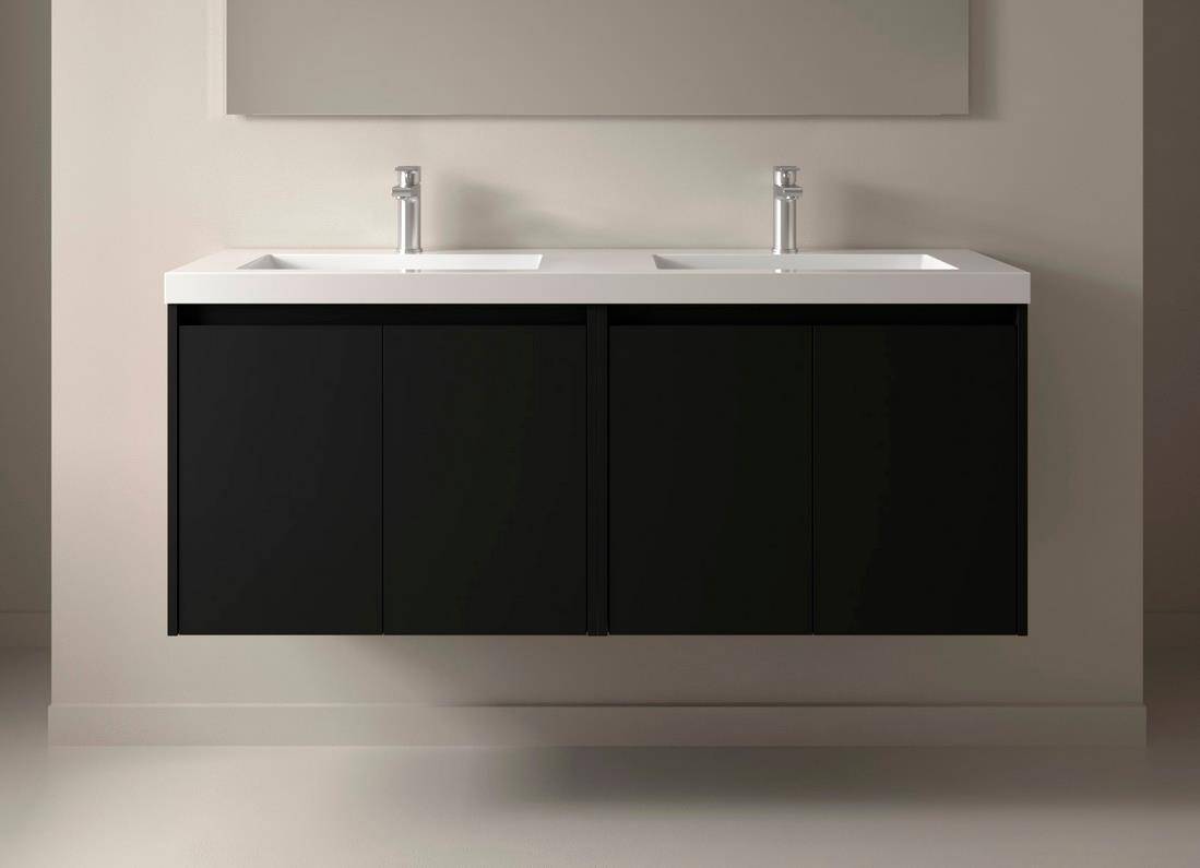 Salgar Noja Unterschrank 1400 4 Türen + Waschbecken Black Satin