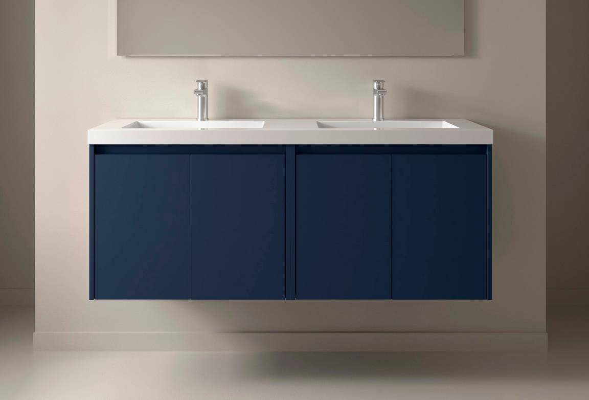 BALTIC Unterschrank 1400 4 Türen + Waschbecken Blue Satin