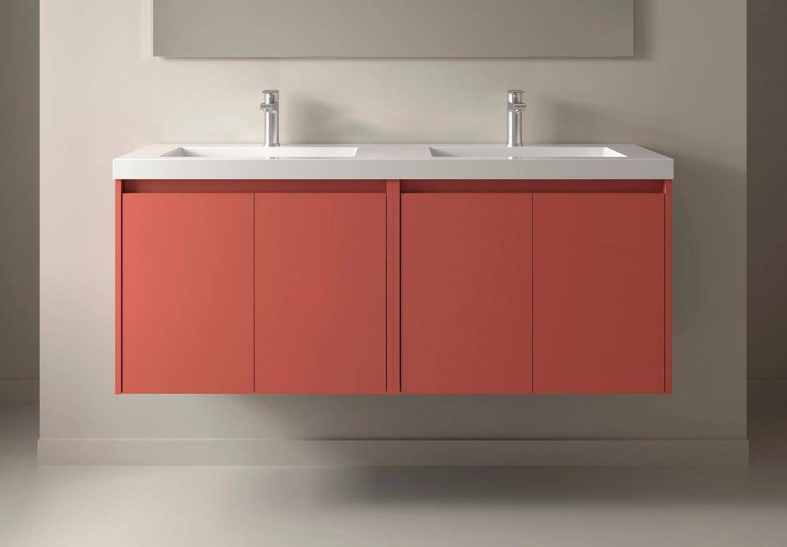 Salgar Noja Unterschrank 1400 4 Türen + Waschbecken Red Satin