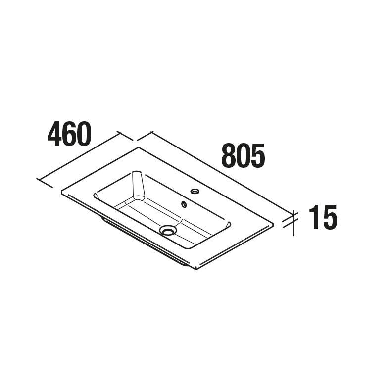 Salgar Waschtisch VILNA 805 ohne Siphon und Clickerabfluss MINERALSOLID MATT 805 x 460 x 15 mm