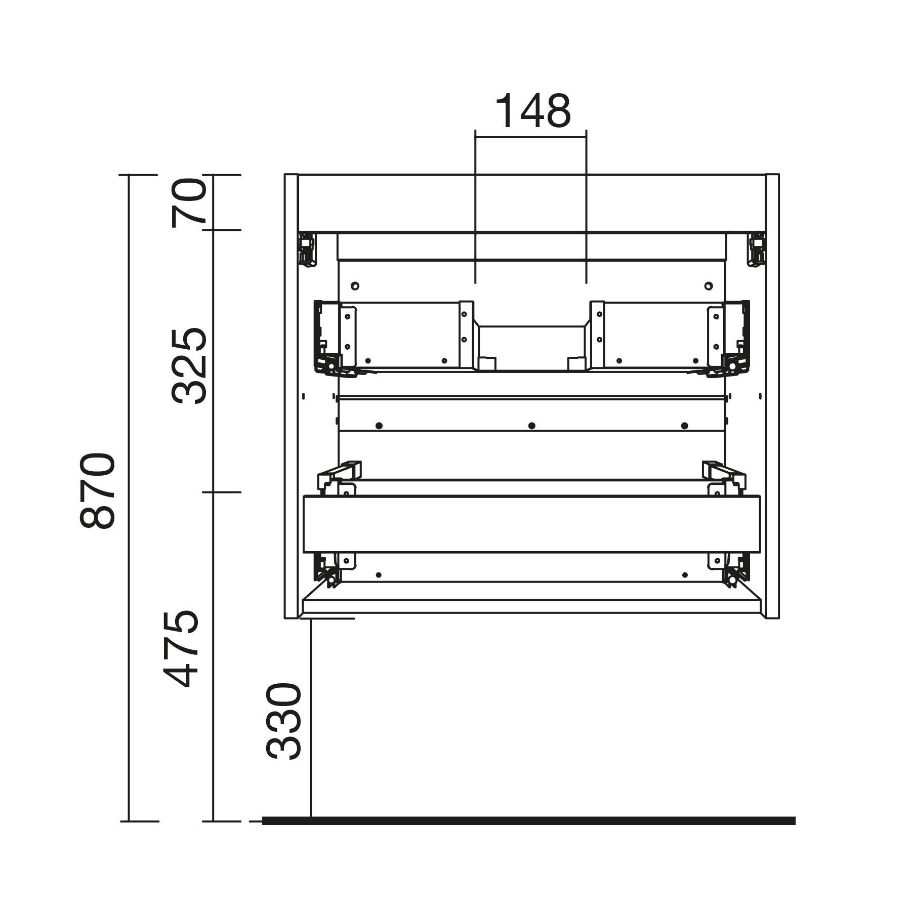 Salgar Schrank wandhängend SPIRIT 700 2 Metallauszug mit Softeinzug NATURE 697 x 540 x 450 mm