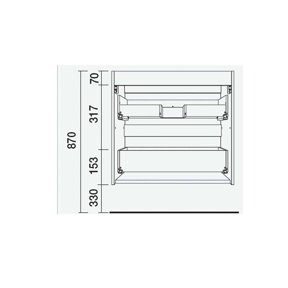 Schrank wandhängend FUSSION LINE 500 TIEFE 40 2 Schubladen mit Softeinzug White Cotton 497 x 540 x 385 mm