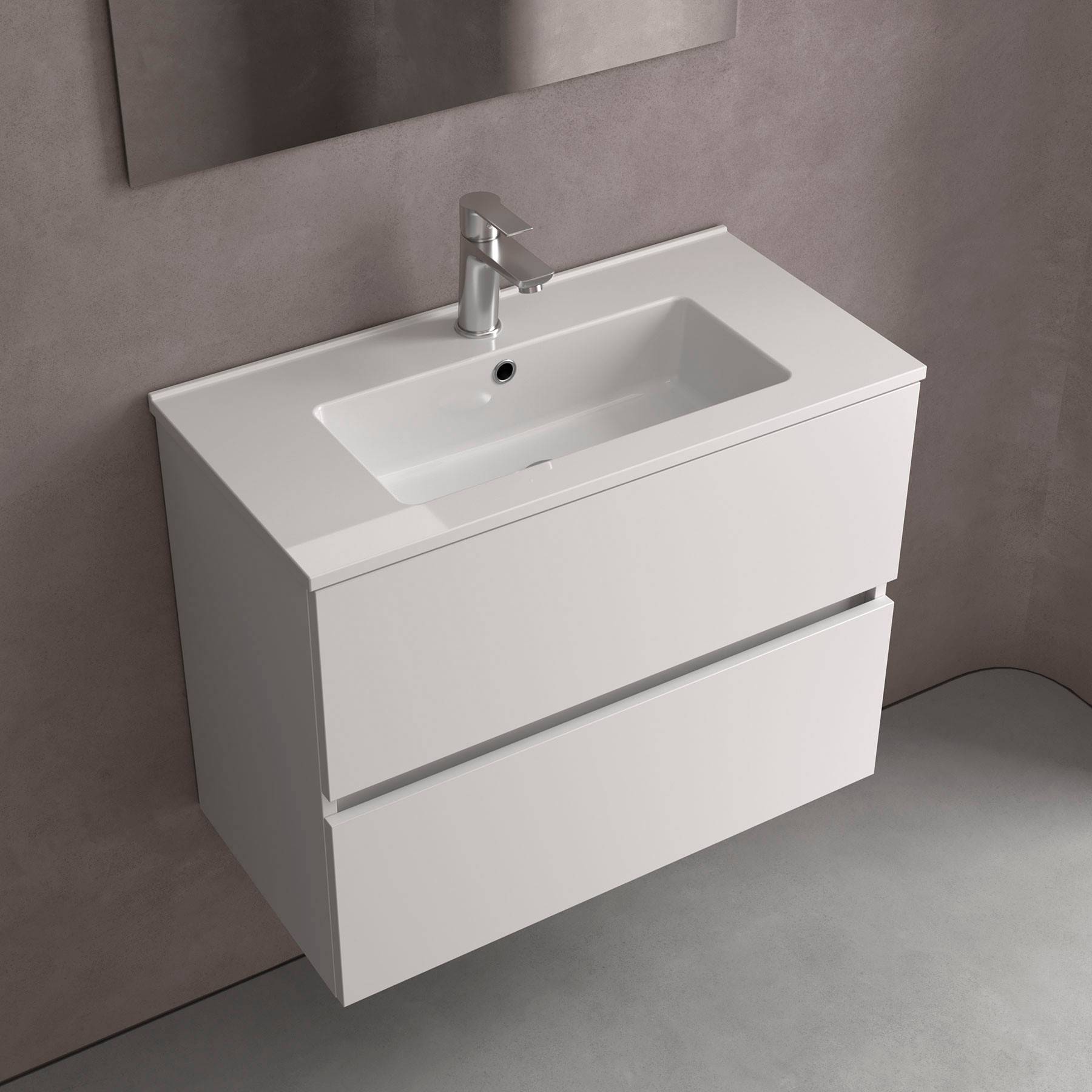 Salgar Schrank wandhängend FUSSION LINE 700 TIEFE 35 2 Schubladen mit Softeinzug White Cotton 697 x 540 x 350 mm