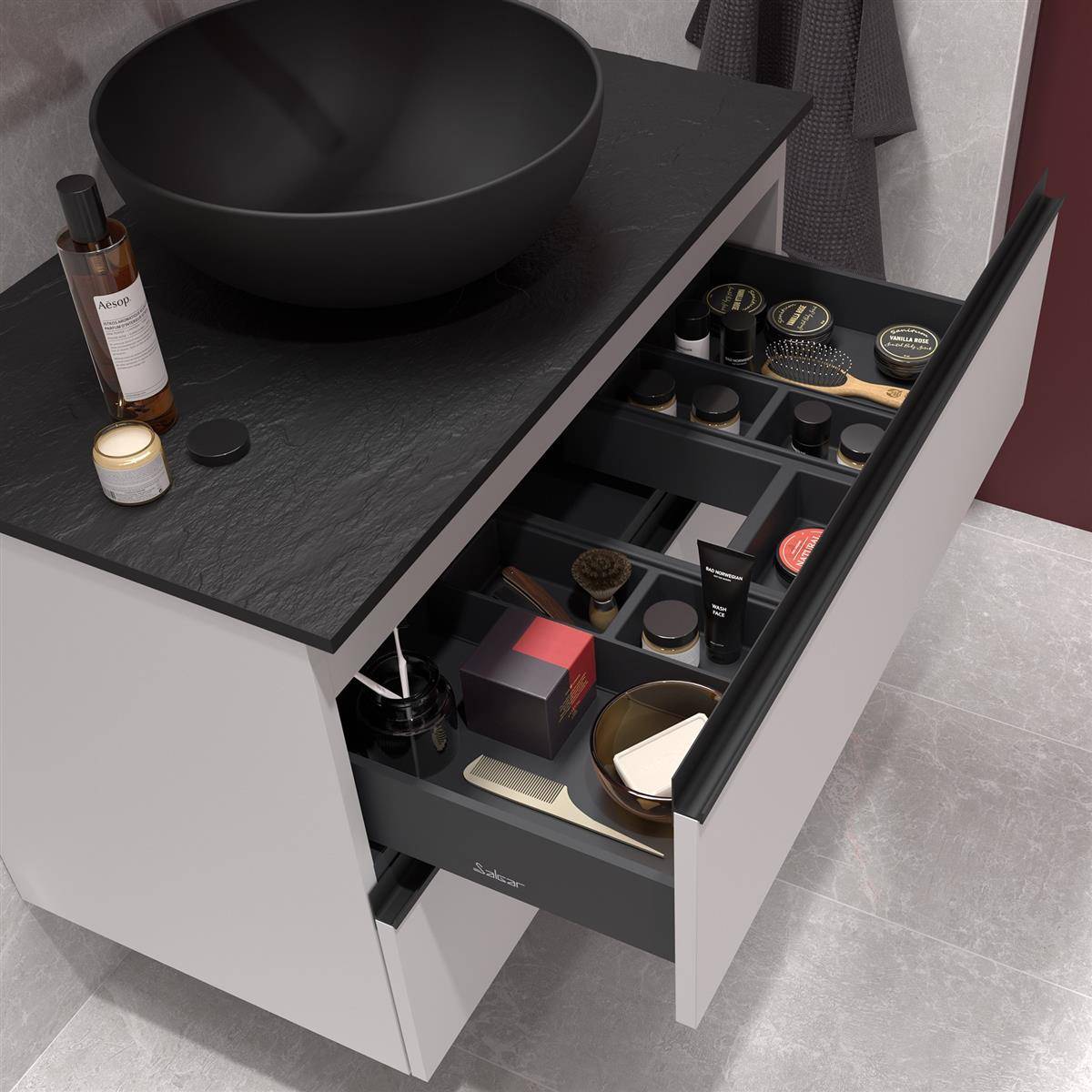 Salgar Schrank wandhängend SPIRIT 600 2 Metallauszug WEIß GLÄNZEND 598 x 540 x 450 mm