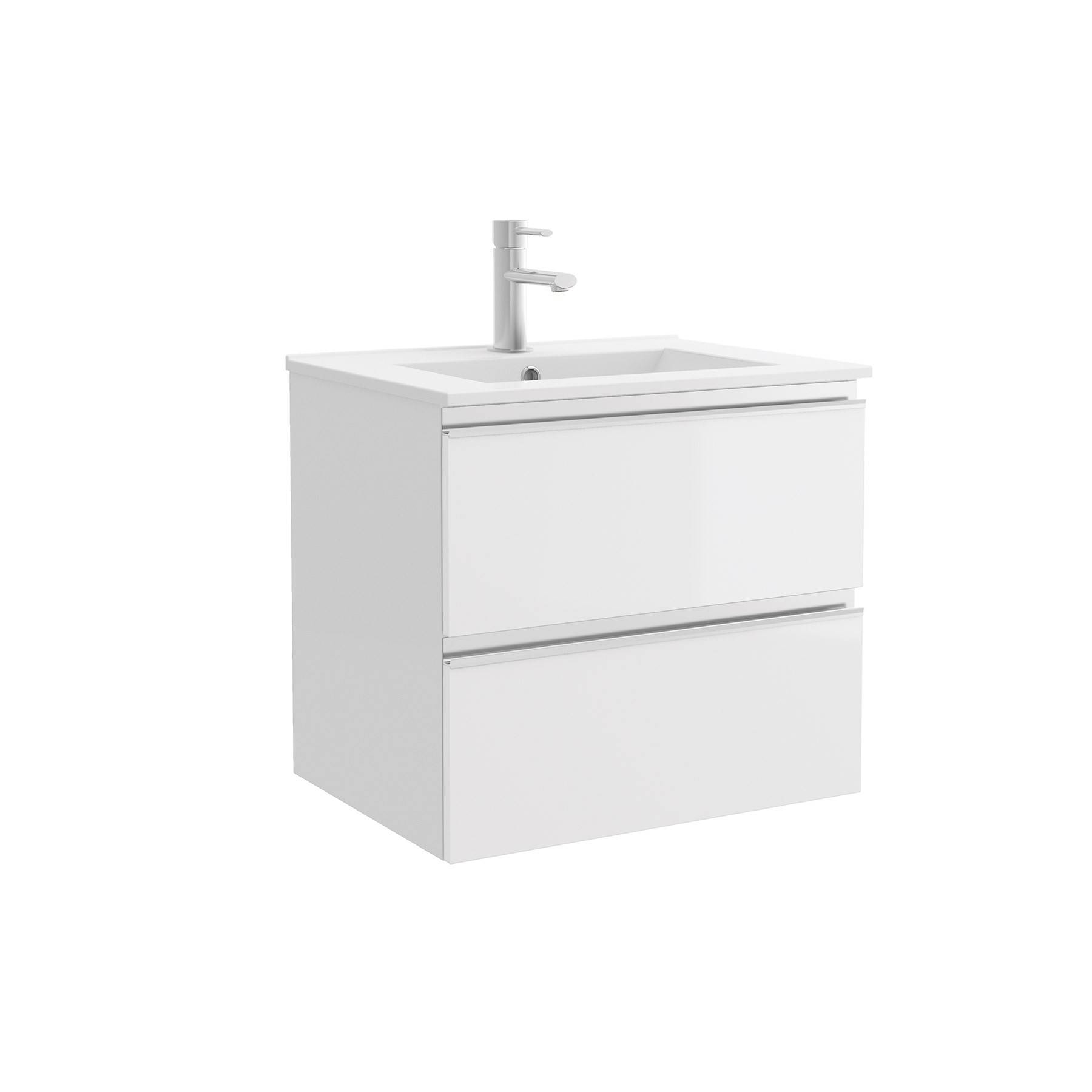 Schrank wandhängend SPIRIT 600 2 Metallauszug WEIß GLÄNZEND 598 x 540 x 450 mm