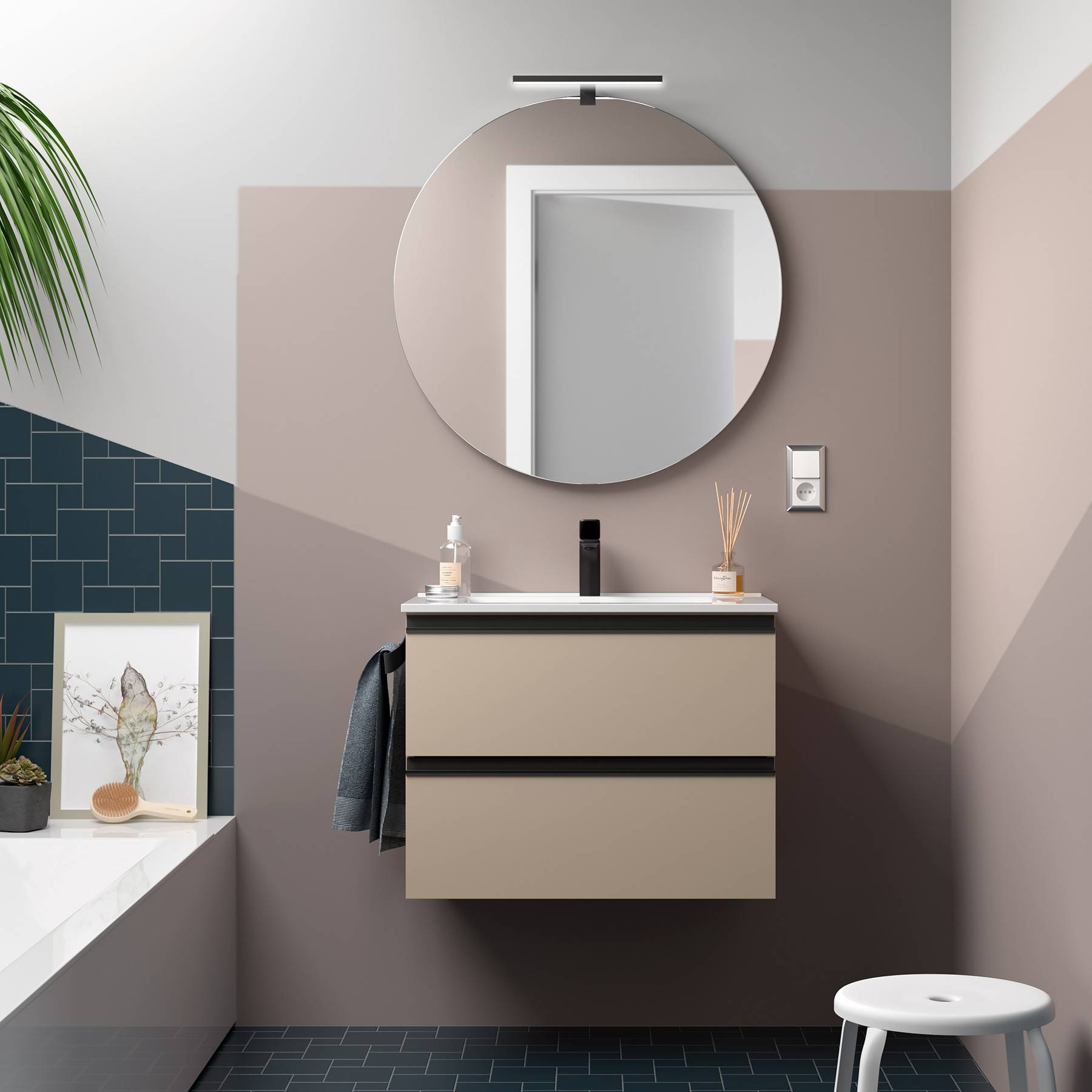 Salgar Schrank wandhängend SPIRIT 600 2 Metallauszug MACCHIATO 598 x 540 x 450 mm