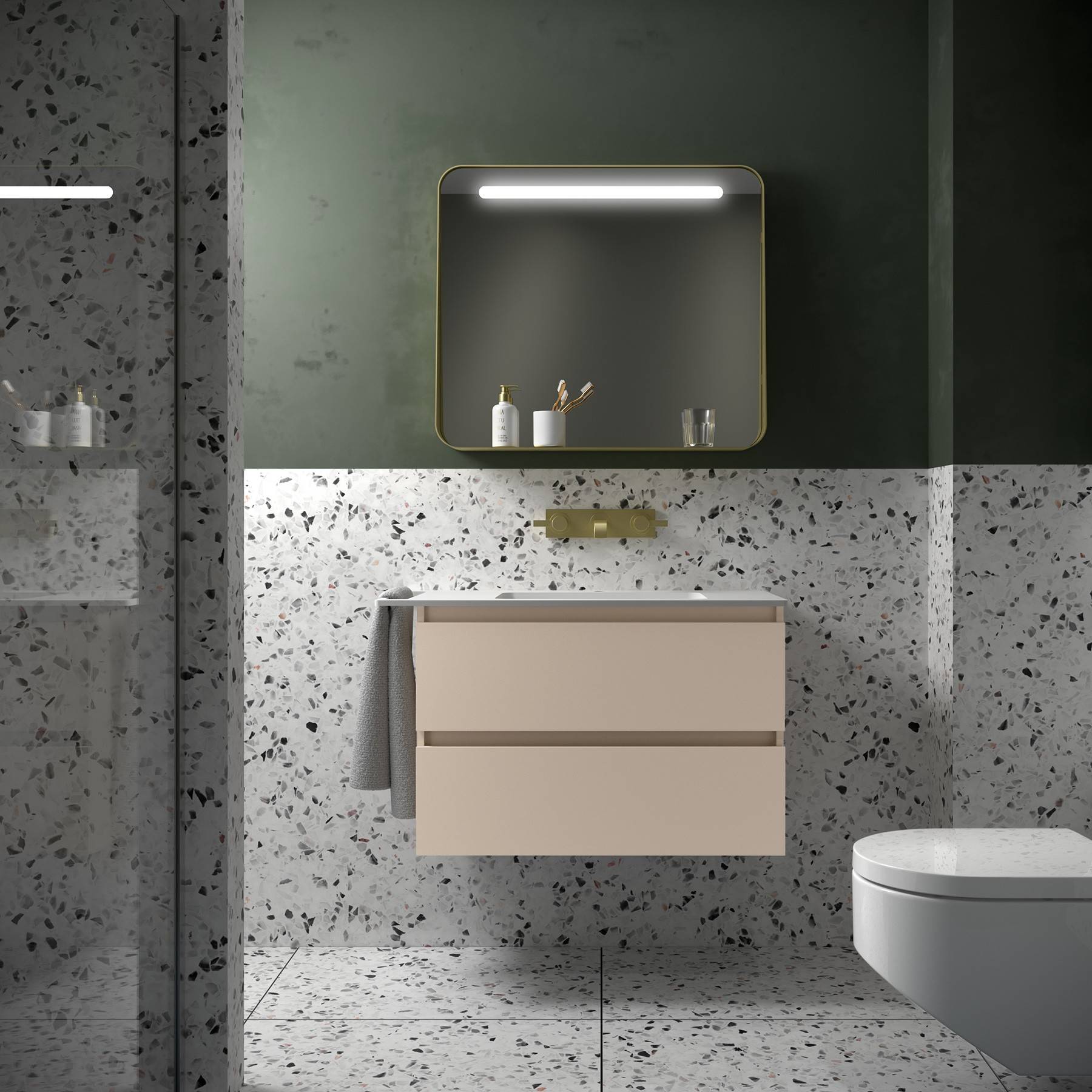 Salgar Schrank wandhängend SPIRIT 800 2 Metallauszug mit Softeinzug MACCHIATO 797 x 540 x 450 mm