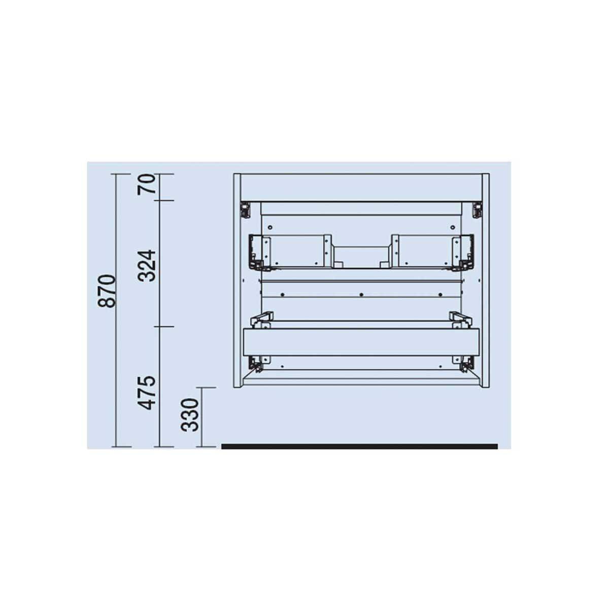 Schrank wandhängend SPIRIT 1200 2 Metallauszug mit Softeinzug NIGHT BLUE 1194 x 540 x 450 mm