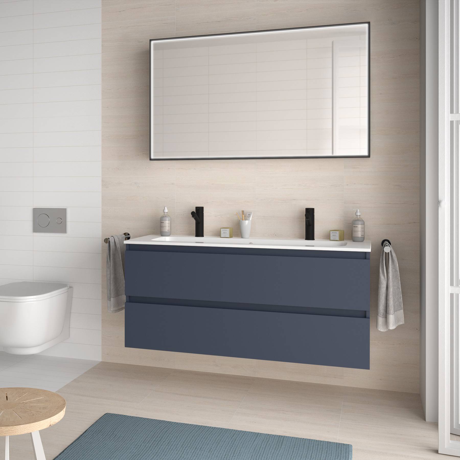 Salgar Schrank wandhängend SPIRIT 1200 2 Metallauszug mit Softeinzug NIGHT BLUE 1194 x 540 x 450 mm