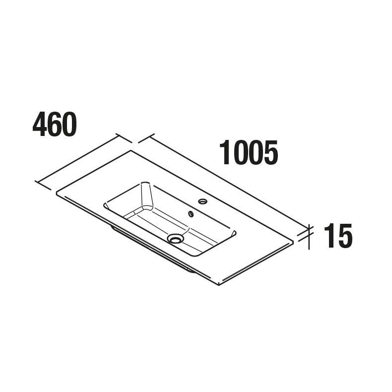 Salgar Waschtisch VILNA 1005 ohne Siphon und Clickerabfluss MINERALSOLID MATT 1005 x 460 x 15 mm