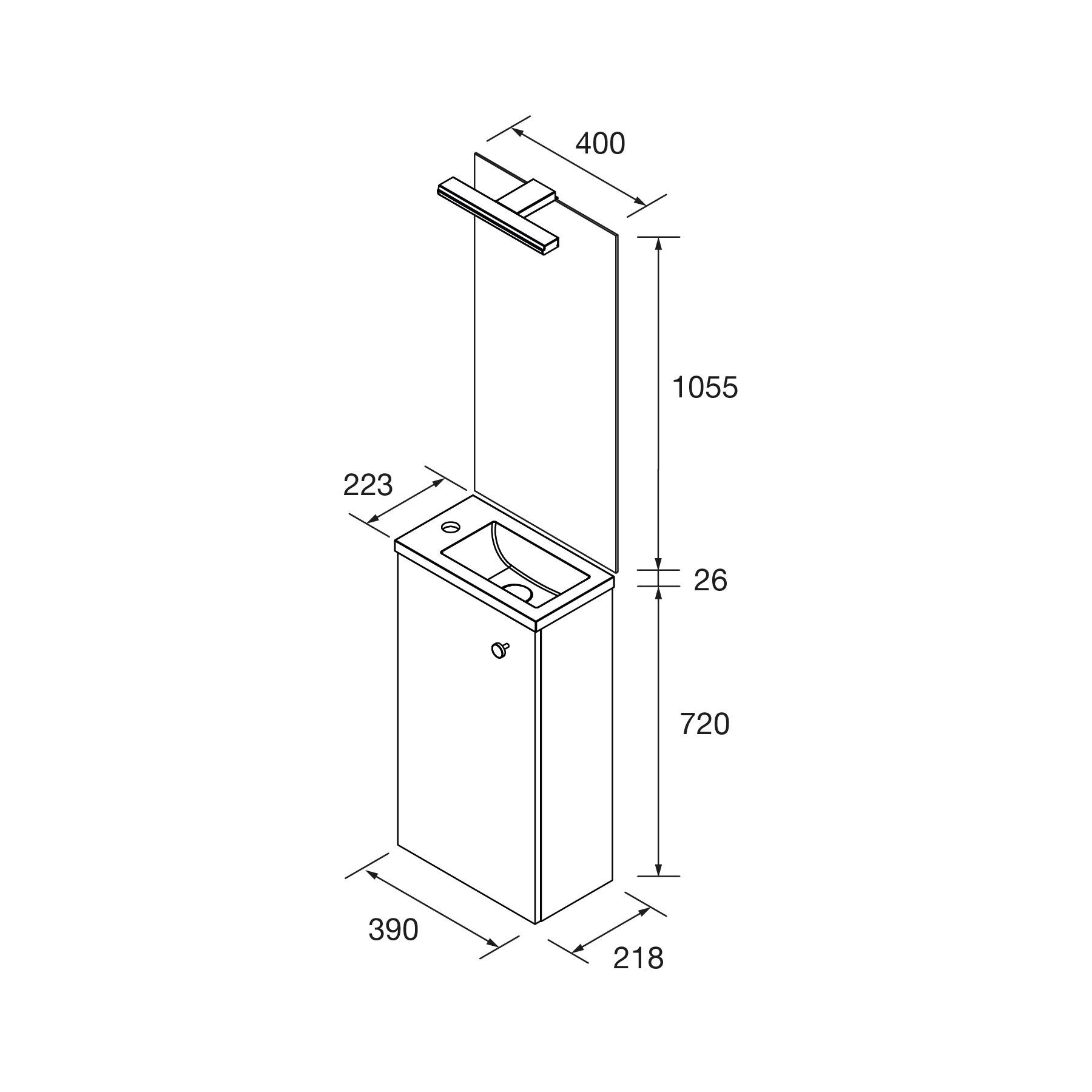 Salgar Komplett-Set MARVILLE EICHE AFRIKA + Waschtisch + Spiegel + Leuchte