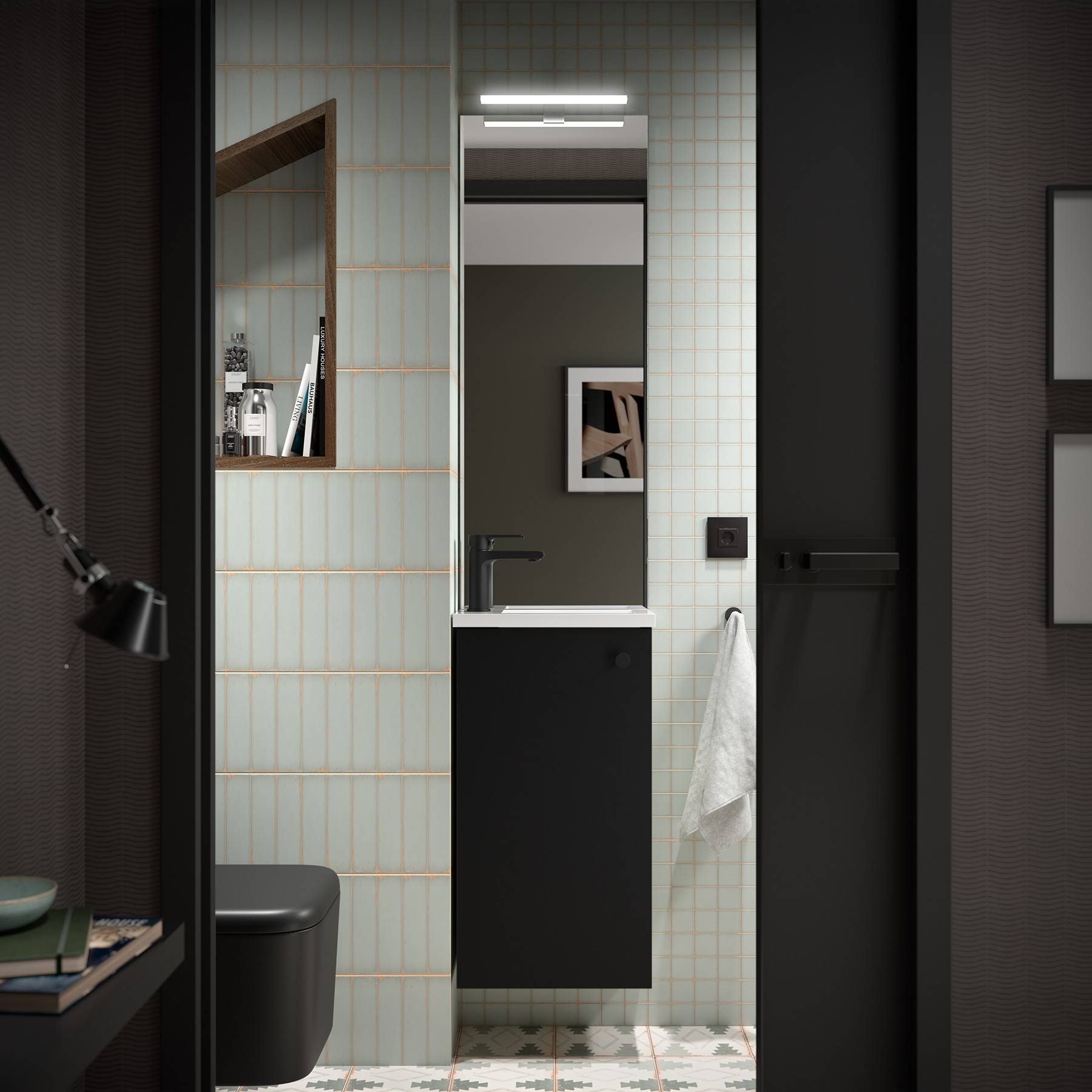 Badezimmermöbel MARVILLE BLACK SATIN + Waschtisch
