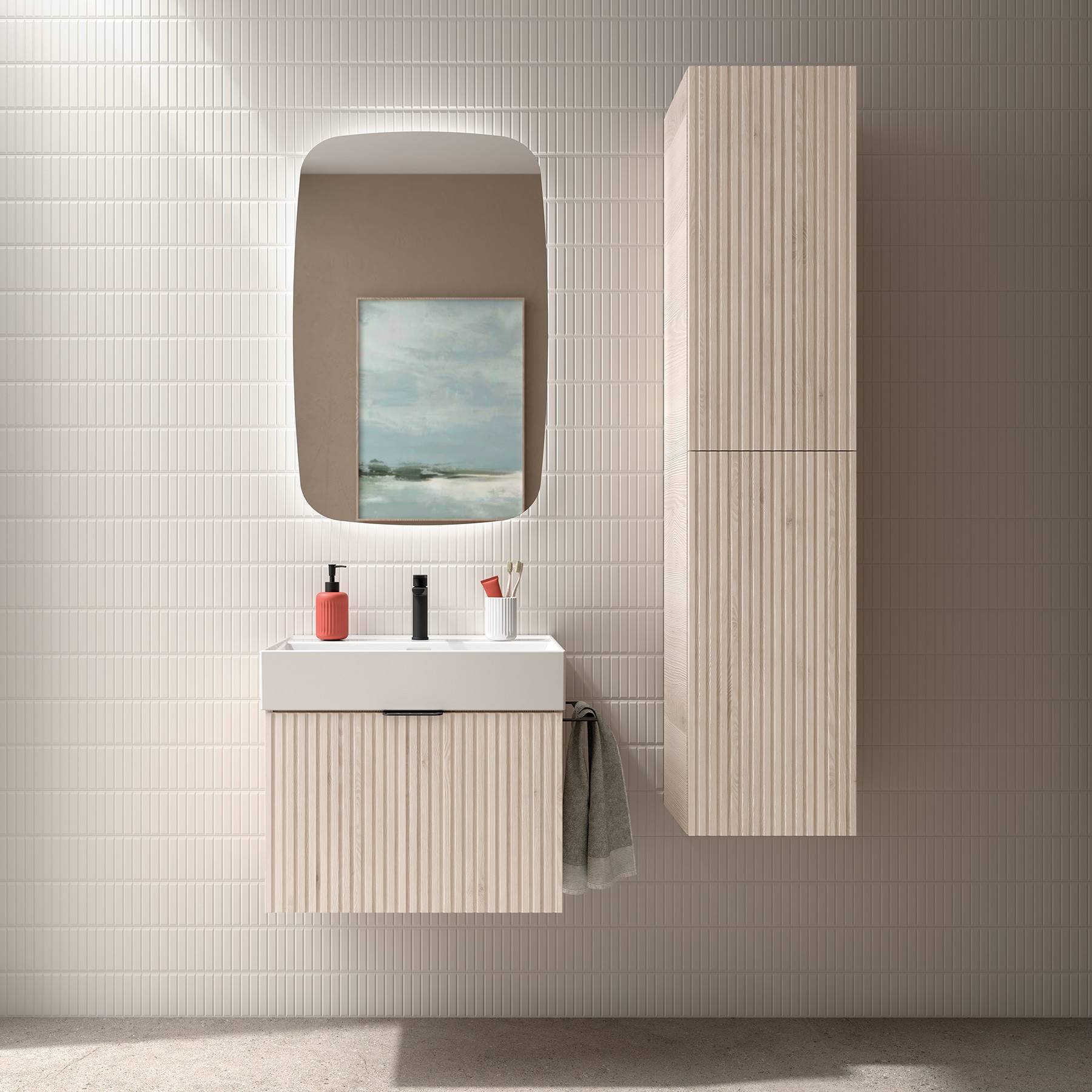 Salgar Schrank wandhängend BIBA 700 1 Metallschublade und versteckter Schublade NATURE 697 x 405 x 450 mm