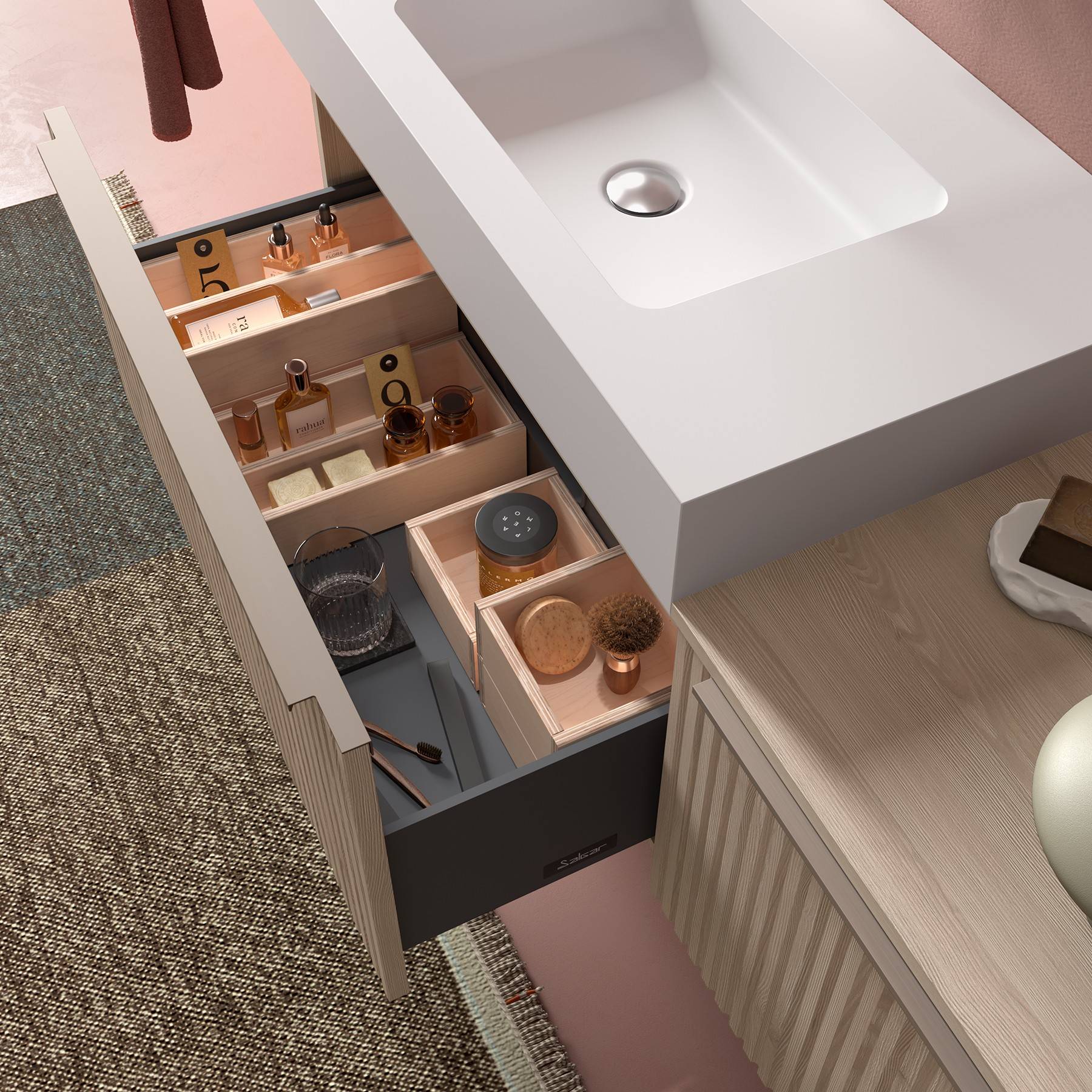 Salgar Waschtischunterschrank BIBA 900 1 Metallschublade NATURE 897 x 405 x 450 mm