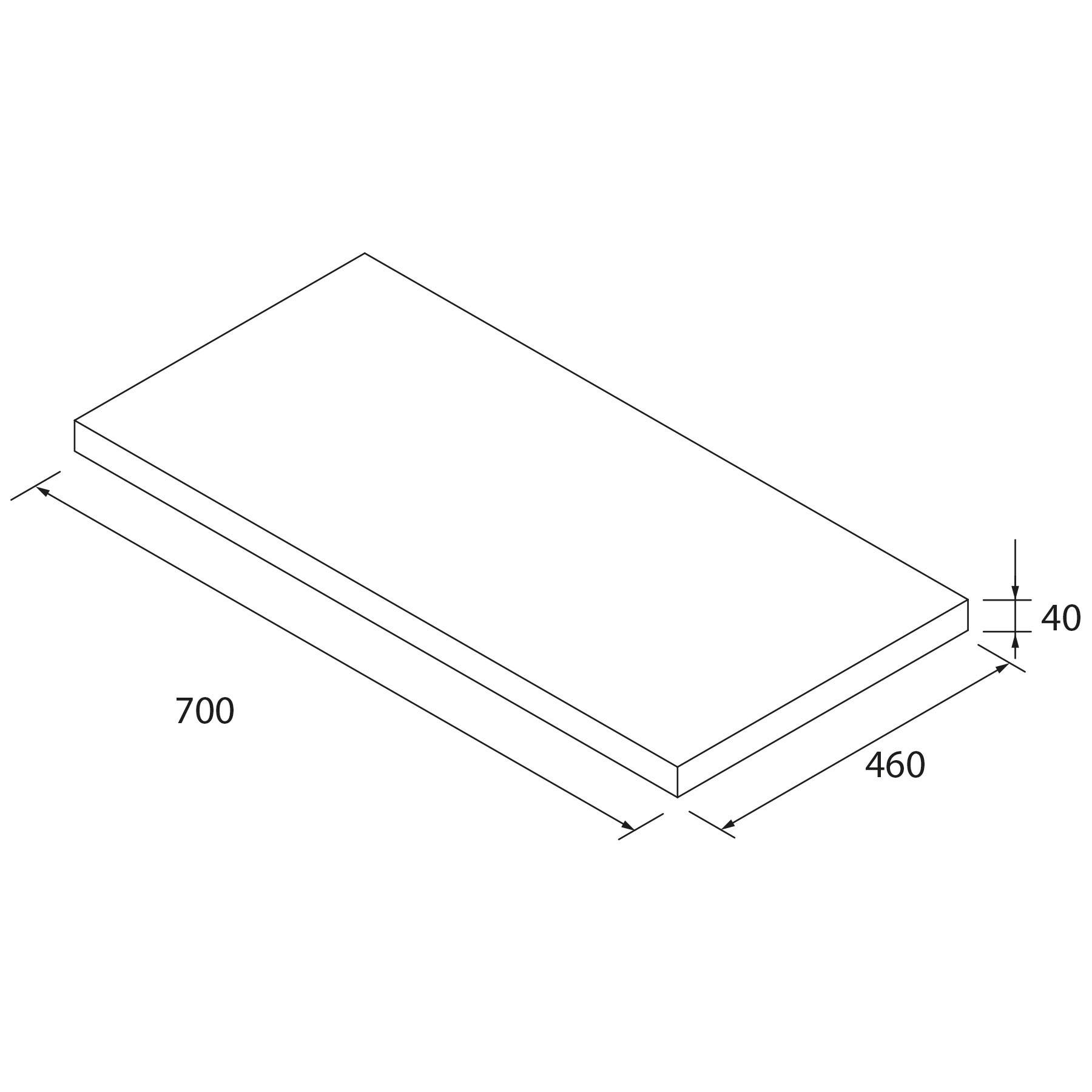 Salgar Waschtischplatte ohne Bearbeitung BLACK VELVET 700 x 40 x 460 mm