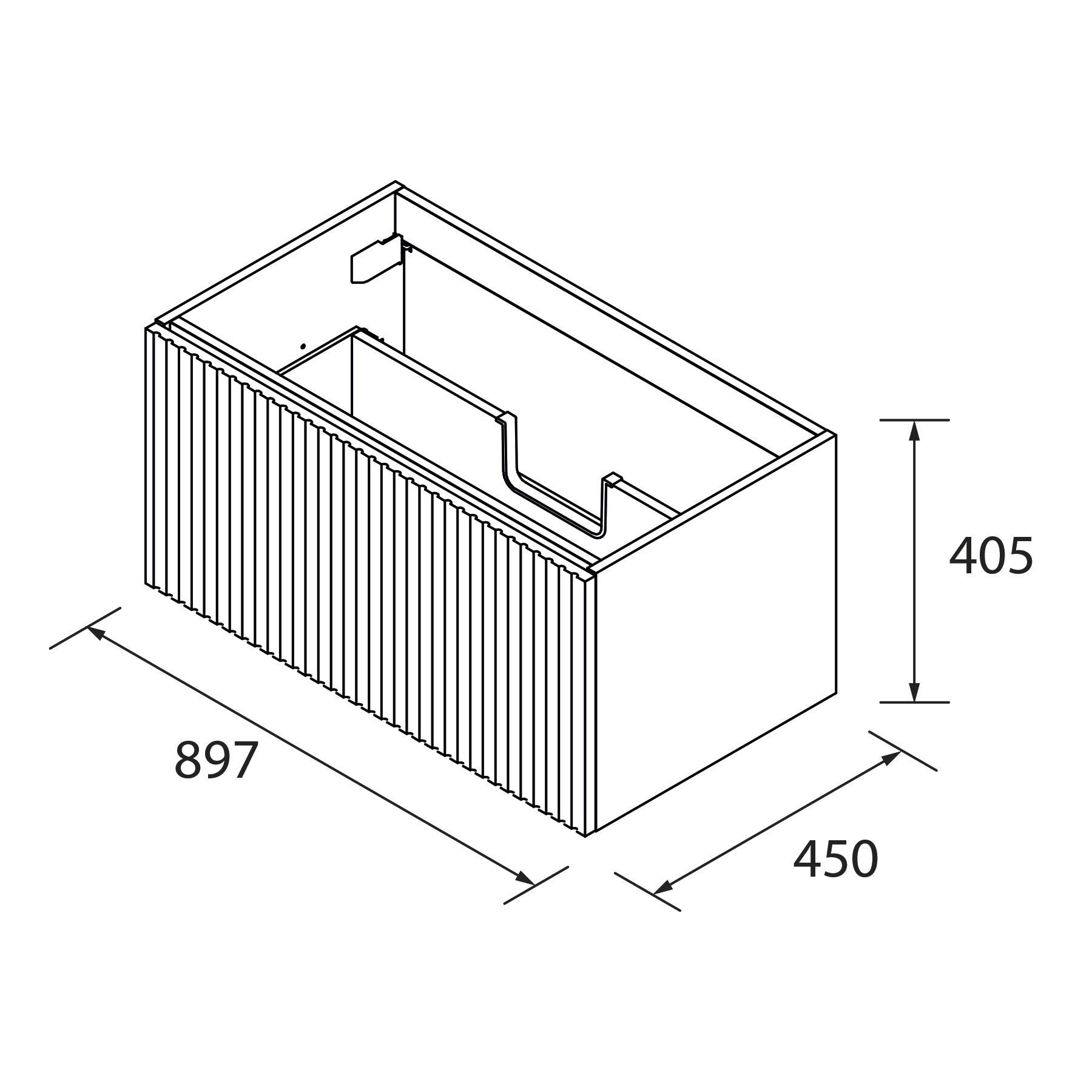 Salgar Waschtischunterschrank BIBA 900 1 Metallschublade EICHE AFRIKA 897 x 405 x 450 mm