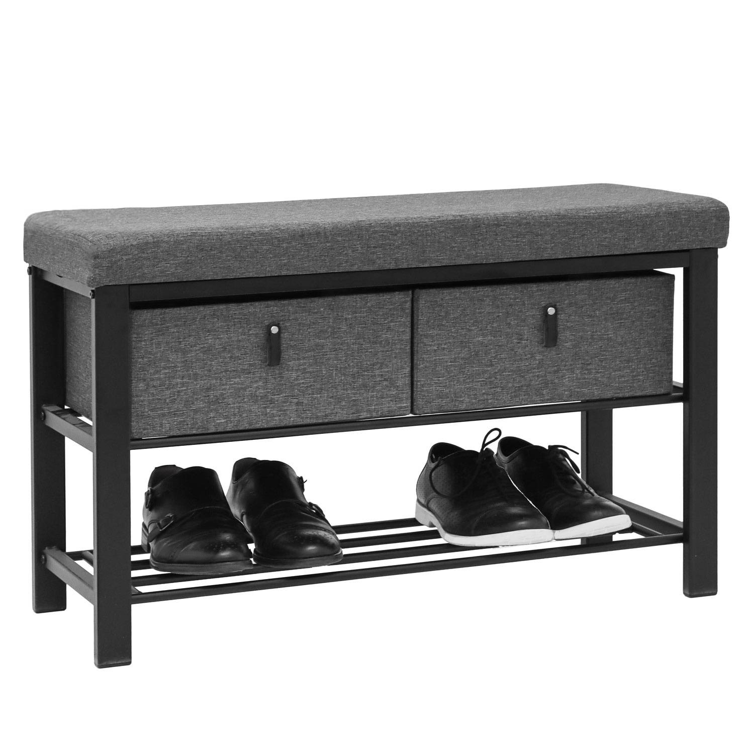 Schuhbank mit Polster - 81x32x50 Sitzbank mit Schuhregal und Aufbewahrungsboxen