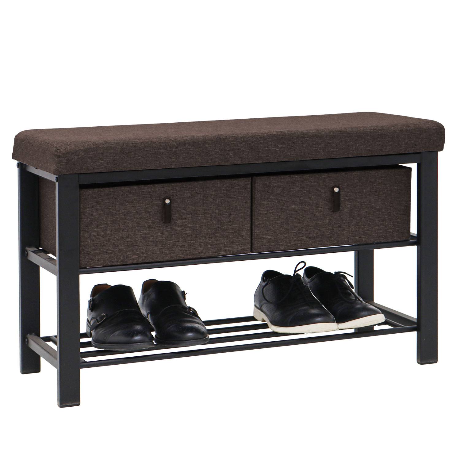 Schuhbank mit Polster - 81x32x50 Sitzbank mit Schuhregal und Aufbewahrungsboxen