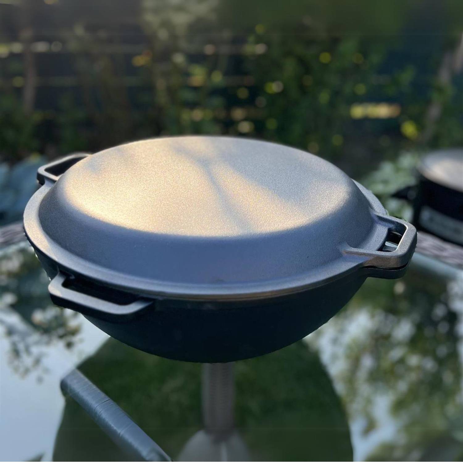 Kazan Gusseisen 12 Liter Robari Kasan mit Grillpfannendeckel aus Gusseisen Wok Asia