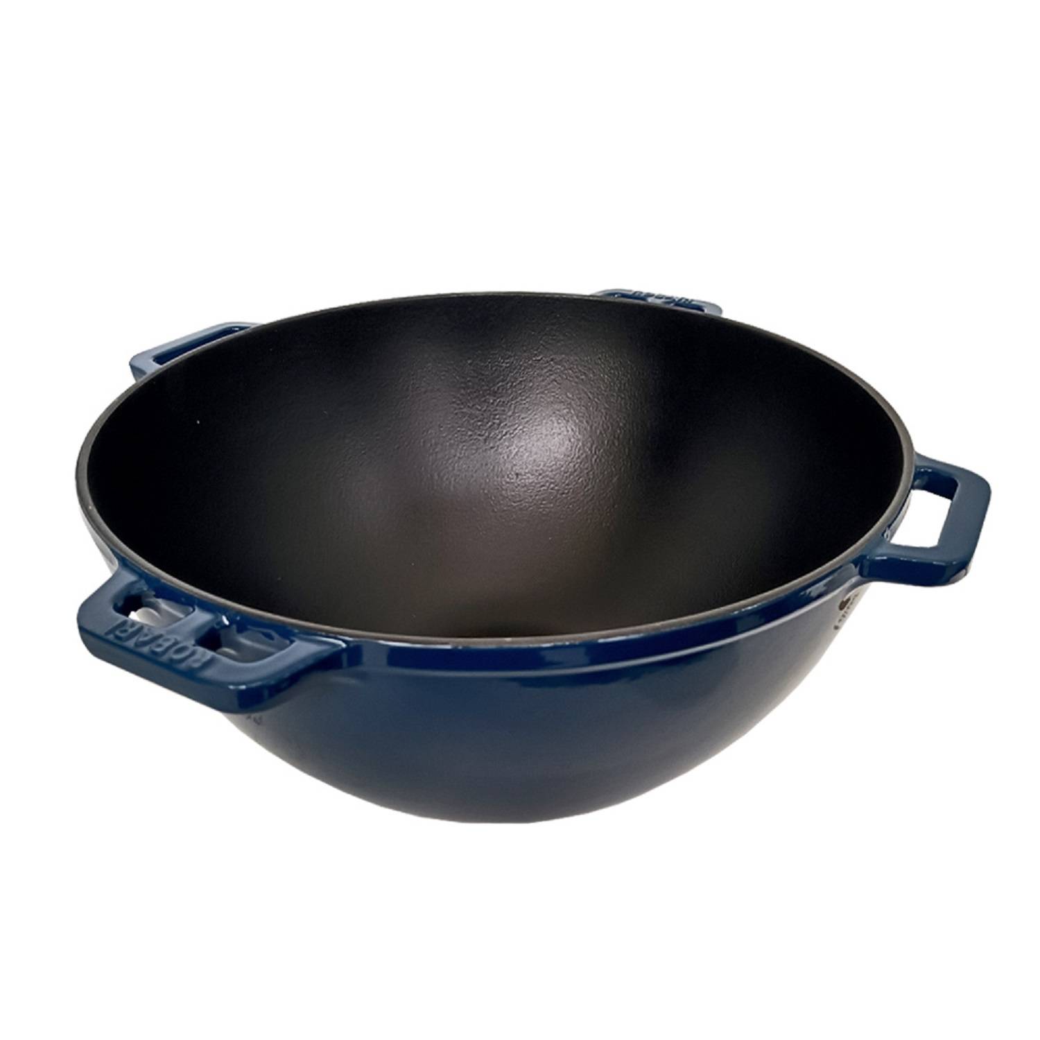 Kasan ROBARI Wok ASIA 12 Liter mit Deckel aus Gusseisen emailliert blau