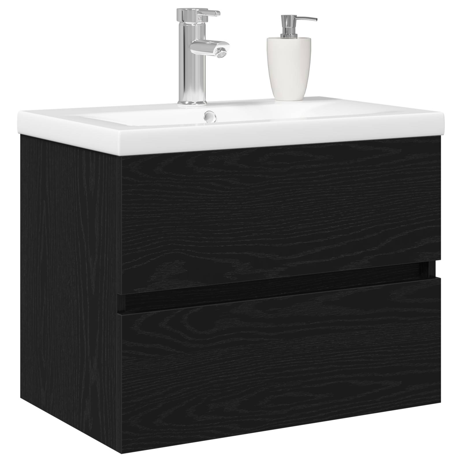 vidaXL Waschbecken Schrank mit integriertem Waschbecken Schwarze Eiche Spanplatte