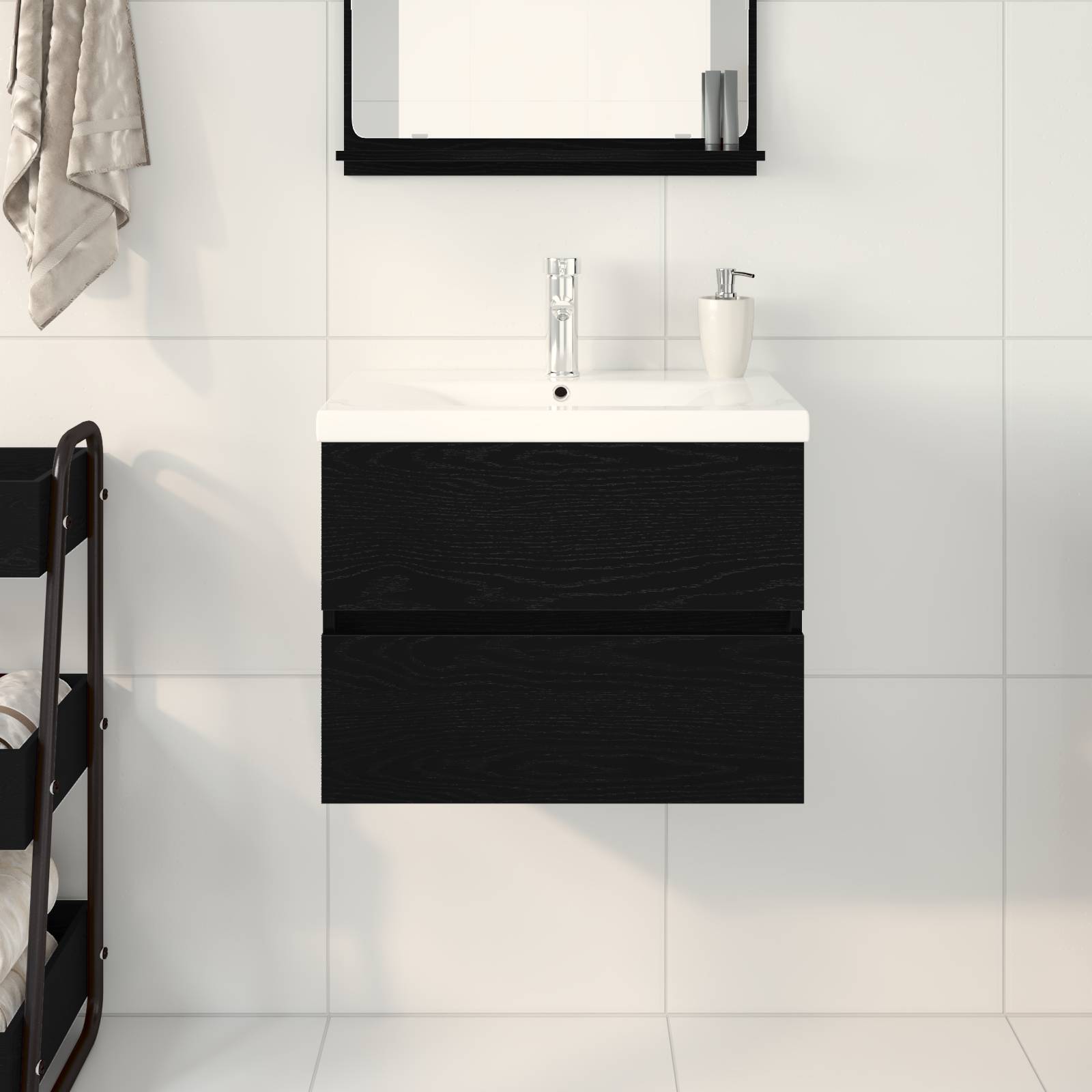 vidaXL Waschbecken Schrank mit integriertem Waschbecken Schwarze Eiche Spanplatte