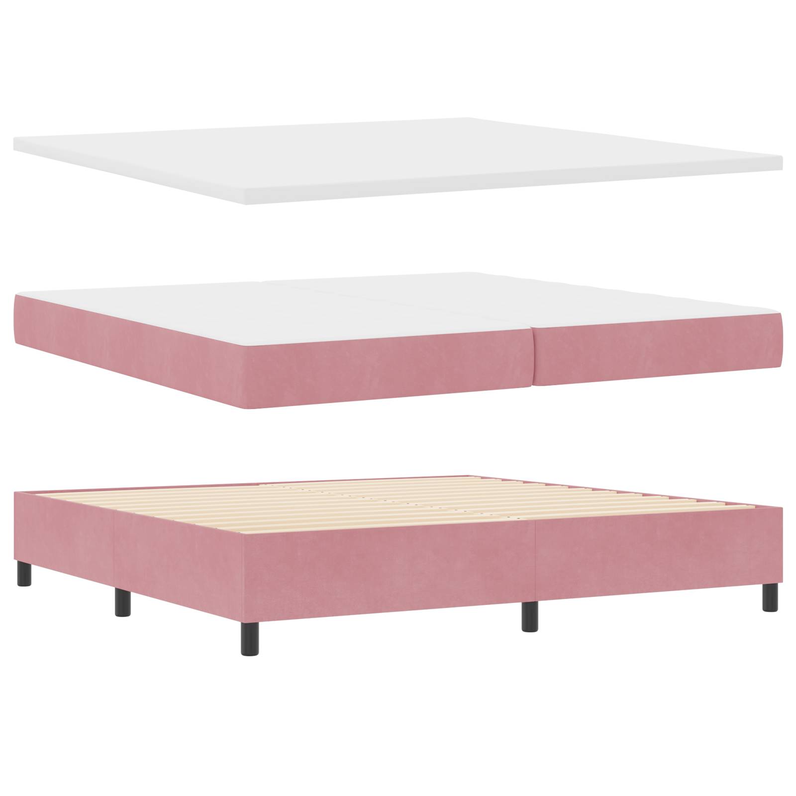 vidaXL Boxspringbett mit Matratze Rosa 200x200 cm Samt